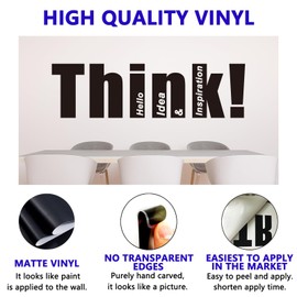 Motivational Quotes Wall Decals for Office: Inspirational Positive Vinyl Art Wall Stickers for Bedroom Classroom School - Think 45" X 12.6"