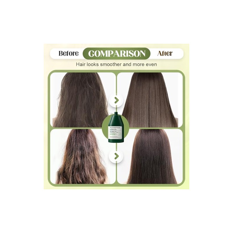 Mascarilla de Keratina para Cabello - Tratamiento Reparador con Polypeptide