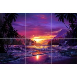 Ceramic Backsplash Tile Mural Beach Scene Seaside Ocean Kitchen/Bathroom/Shower - Quiet Time - Christian Riese Lassen