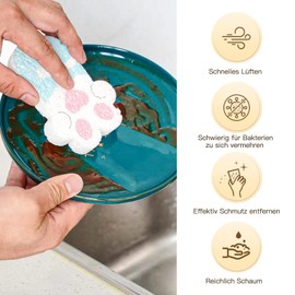 Pack of 6 sponge suitable for kitchen cleaning, uniquely shaped dirt eraser sponge, sponges available on both sides, compressible washing sponge, cleaning sponge, sponge cloths of durability, sponge