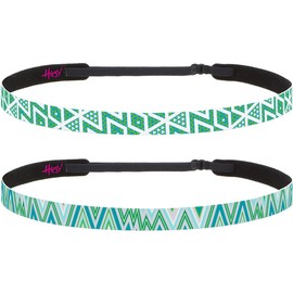 Hipsy Women's Adjustable NO SLIP Sports Headbands Multi Color Pack (Mint Green 2pk)