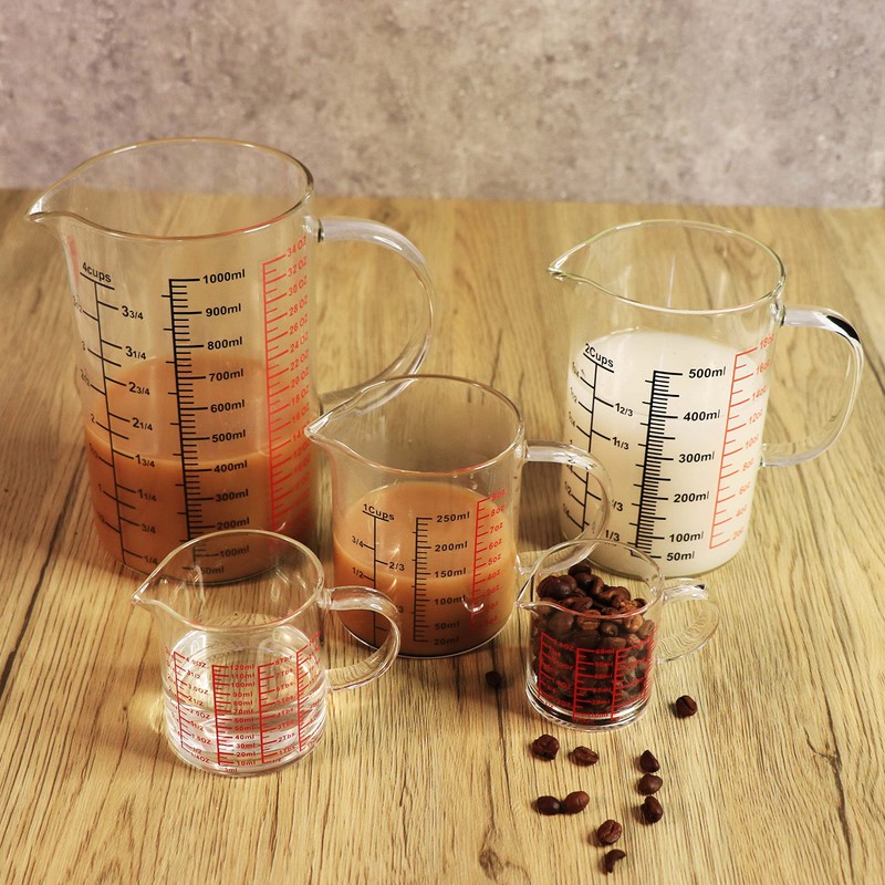 Ackers BORO3.3 Glass Measuring Cup-[Insulated handle | V-Shaped Spout]-Made of