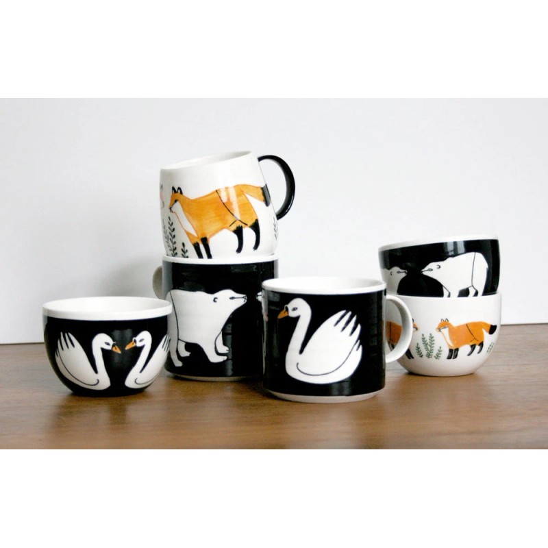 Anthropologie Keep Company Swan Mug Hand Painted Stoneware