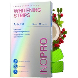 InoPro Tiras Blanqueadoras De Dientes Sensibles Sin Peroxido - 14 Pares - Sensitive Teeth Whitening Strips, Peroxide Free, Enamel Safe, Green - Deep Stains Removal - Instant Teeth Whitening Without The Harm (28 Tiras)