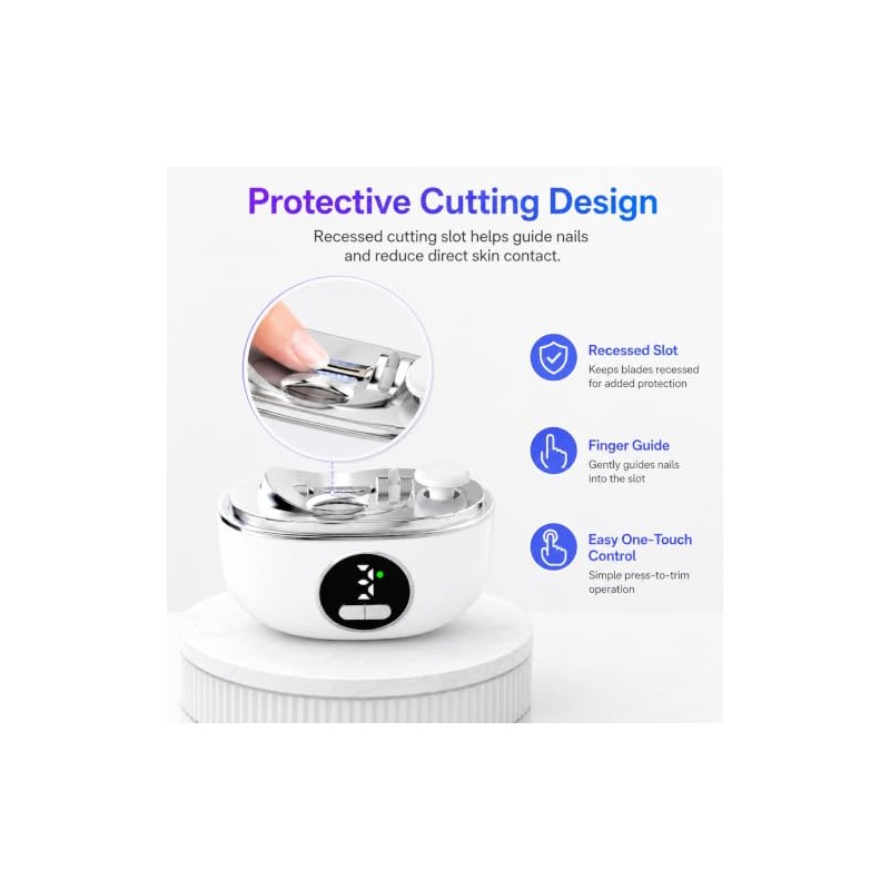 Electric Nail Clippers, 3-Speed Automatic Nail Trimmer for Fingernails and