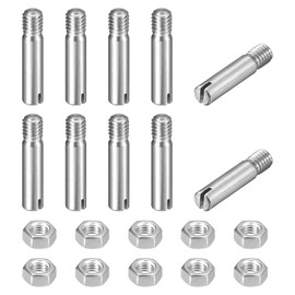 uxcell 10Pcs Slotted Cylindrical Pin, M3 x 14mm 304 Stainless Steel Dowel External Thread Locating Pin Slotted Screw with Nut for Cabinet Furniture Installation (GB878)