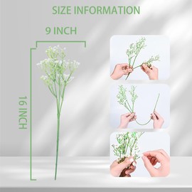 HeroKang 60 Pcs Babys Breath Artificial Flowers Gypsophila Flowers Bouquets Faux Gypsophila Flowers Gypsophila Real Touch Flowers for Wedding Christmas DIY Party Home Garden Office(White)