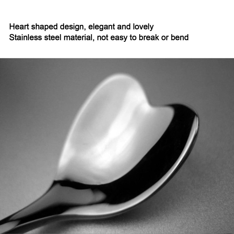 4pcs Stainless Steel Heart Shaped Coffee Spoon for Cafe, Durable,