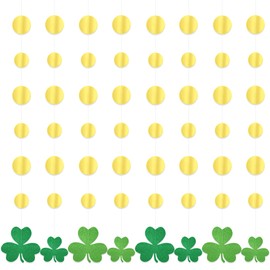 84 PCS St Patricks Day Decorations, Clover St Patricks Day Banner, St Patricks Day Banner Cardboard, Pre-Assembled St Patrick's Day Garland Glitter St Patricks Garland for Hanging