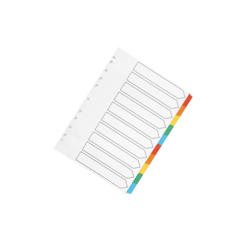 Q-Connect 10-Part Index Multi-punched Reinforced Board Multi-Colour Blank Tabs A4