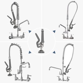 FAUAID Pre Rinse Sprayer Commercial Sink Sprayer Head,1.42GPM Spray Valve Dish Spray Nozzle with Ergonomic Handle, Faucet Parts for Commercial Kitchen Sink,Chrome Finished（Gray）