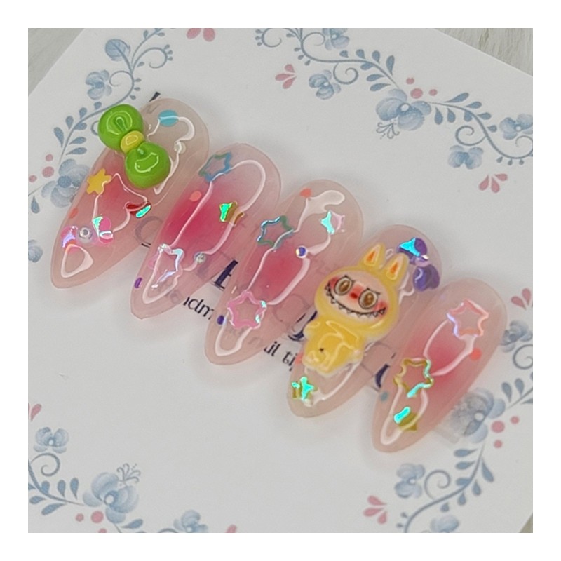 Cheek Kkaebi Handmade Nail Tips - Coffin Egg / 치크