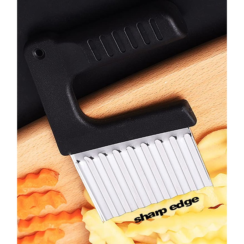 Crinkle Chip Cutter, Potato Chipper with Handle, French Fries Cutter,