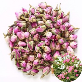 TooGet Fragrant Natural Pink Rose Buds Rose Petals Organic Dried Rosa Damascena Wholesale, Culinary Food Grade - 4 OZ