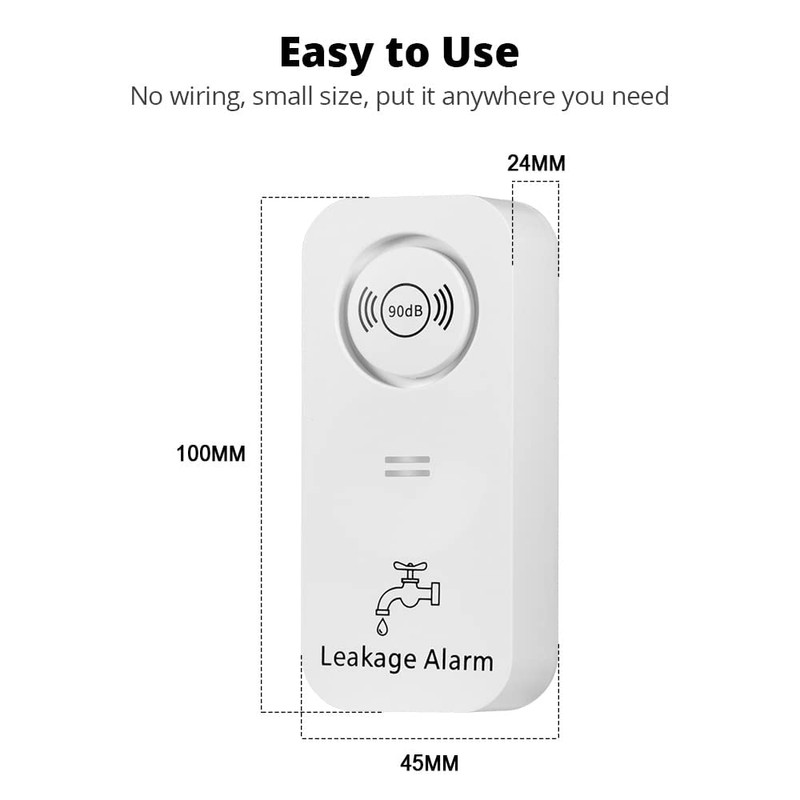 Water Leak Detector, 4 Pack TOWODE 90dB Water Detector and