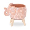 Napco Circles Elephant 7.25 Inch Tall Natural and White Ceramic