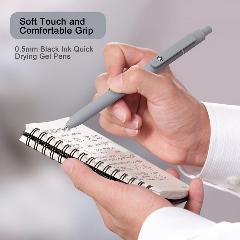 FIOVER Gel Pens 5pcs 0.5mm Quick Dry Black Ink Pens