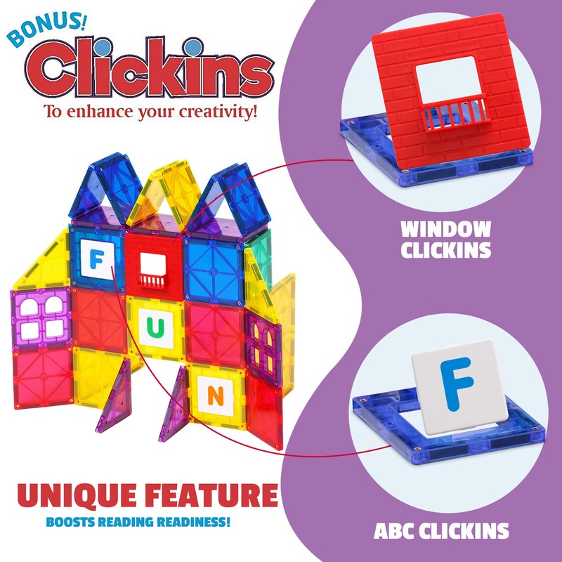 Playmags 36 Pcs Magnetic Tiles Building Set - Magnetic Tiles