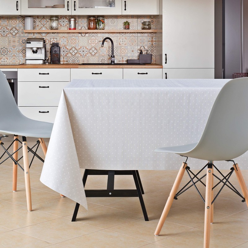 KP HOME Large Grey With White Polkadot PVC Wipe Clean