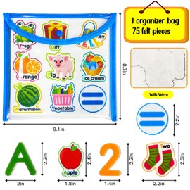 PENGFULL Felt Learning Letters and Numbers - 75 Felt Board Pieces for Flannel Board, Alphabet ABC for Toddlers, Kindergarten, Preschool