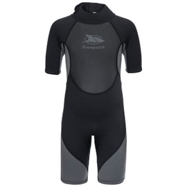 Trespass Scuba, Black, 2/3, Short 3mm Neoprene Suit with 7mm Zip for Kids / Boys, Age 2-3, Black