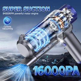 JONYJ Handheld Car Vacuum Cleaner Cordless, 16000PA Hand Held Vacuum Portable, 2 in 1 Air Duster and Mini Vacuum Cleaner Rechargeable with Led, Multi-Nozzles & Washable Filters for Home Office Car Pet