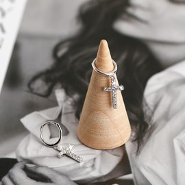 MENDOZZA Mini Creole Earrings 925 Sterling Silver Various Pendants 12 mm Silver Gold, Sterling Silver Cubic Zirconia