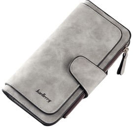 YUEcthynous Women's Large Wallet, Soft Synthetic Leather Purse, Women's Small and in Purse in Very Beautiful Colours with Many Compartments, lightgrey, Fashion