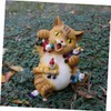 BESPORTBLE Resin Cat Eating Gnomes Statue Unique Cat Figurine for