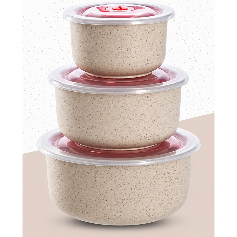 3-Piece Wheat Straw Food Storage Bowl Set for Meal Prep