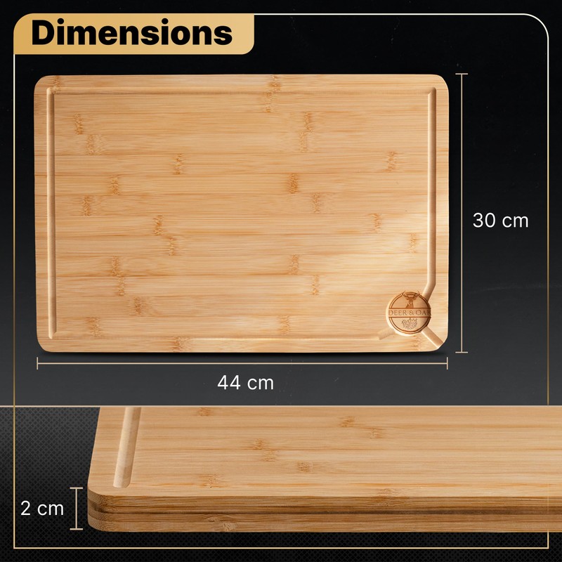 Deer & Oak Premium Extra Large Bamboo Cutting Board -