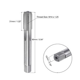 sourcing map Thread Milling Threading Tap M14 x 1.25, Metric Left Hand Machine HSS (High Speed Steel) 4 Straight Flutes Screw Tap H2 Tapping Machinist Thread Repair Tool