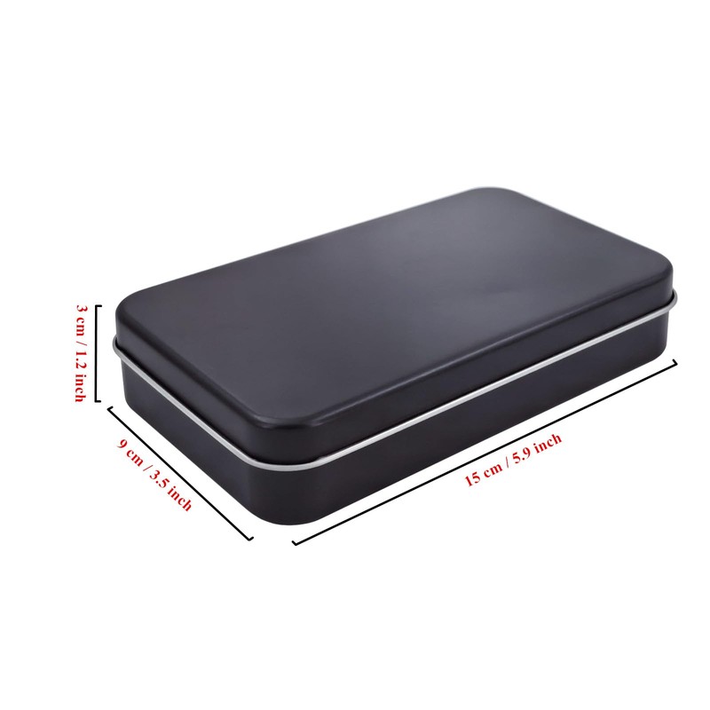 Thintinick 6 Pieces Rectangular Metal Empty Hinged Tins Containers Basic