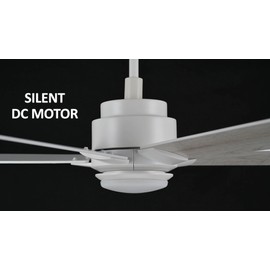 Carro 60 Inch Ceiling Fan without Lights, White Ceiling Fan with Remote Low Profile, 10-Speed Reversible DC Motor, 3 Light Colors Dimmable LED, for Bedroom, Light Wood