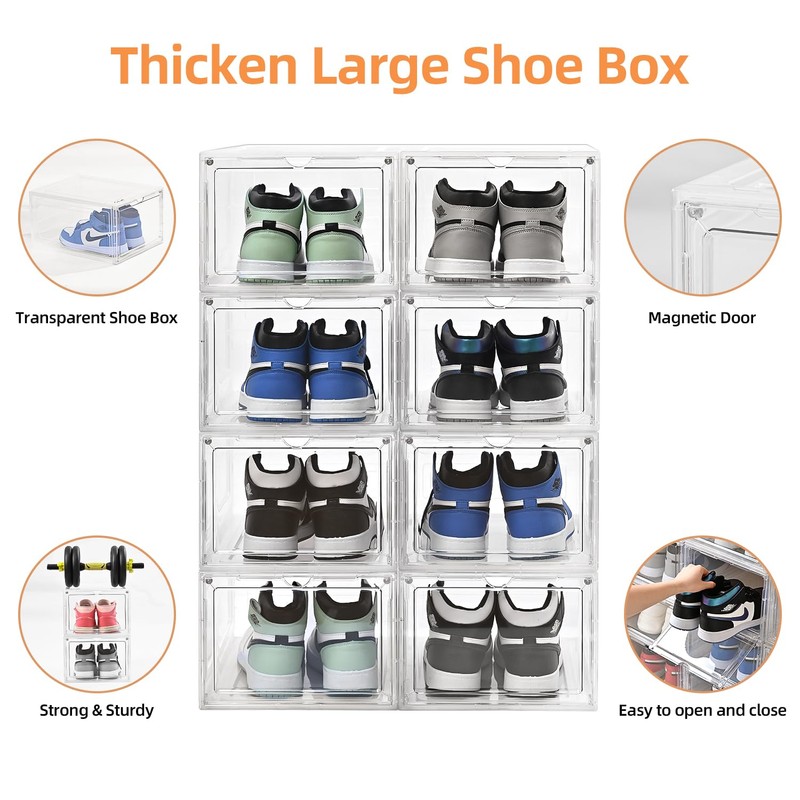 Uni HIMO Drop Front Shoe Box with Clear Door,10 pack