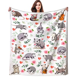 Opossum Blanket Gifts Stuff Possums Blankets and Throws Plush Soft Flannel Animal Possum Merch Cute Funny Opossum Gifts for Women Girls Boys Kids Teens Adults Room Decor 50"X40"
