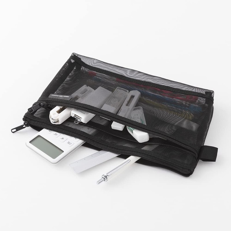 DESIGNPHIL Midori 41832006 Pen Case, Mesh Pen Pouch, Black, A