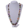 Avalaya Multicoloured Shell, Brown Wood Ring and Glass Beads Necklace