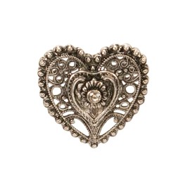 Alpenflüstern Lapel Pin Traditional Heart Antique Silver Colours API113, Metal