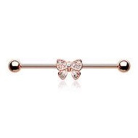 Rose Gold Dainty Bow-Tie Sparkle WildKlass Industrial Barbell