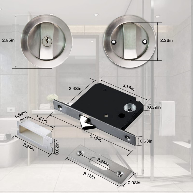 CCJH Invisible Sliding Barn Wood Door Pocket Door Handle Lock