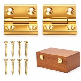 2Pcs Mini Solid Brass Hinges 90 Degree Jewelry Box Hinges with Screws Solid Small Hinge for Wooden Box Jewelry Gift Boxes Wooden Case Delicate Boxes 19x12.5mm/0.75"x0.49"