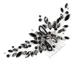 Teardrop Hair Combs Black Delicate Opal Crystal Comb Clips Bride Wedding Hair Pieces Headpieces Hair Side Combs for Women and Girls