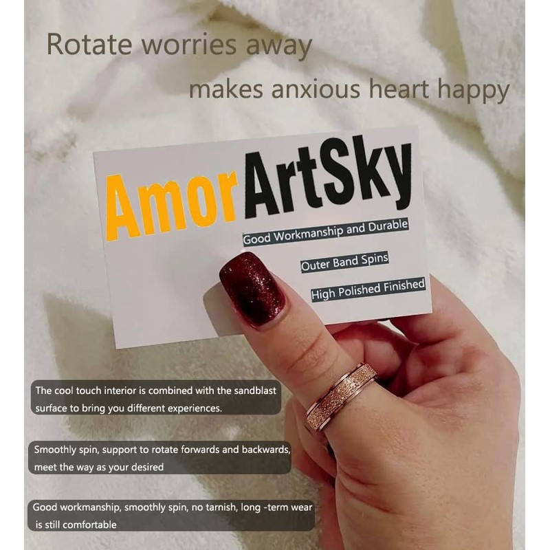AmorArtSky Spinner Ring for Anxiety Relief Fidget:Anxiety Ring for Women