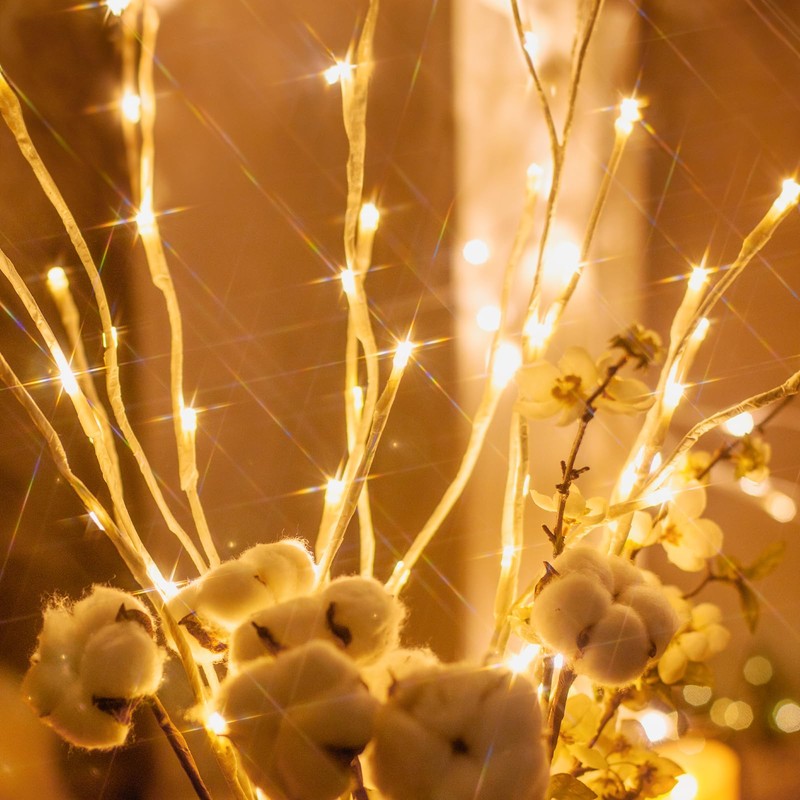 Vanthylit 3PK 30'' Lighted Birch Twig Branches with 60 LED