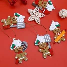 12pcs Baking Gingerbread Man Christmas Ornaments for Xmas Tree Farmhouse Ornaments Assorted Christmas Tree Hanging Cook Figurine Pendant Holiday Stocking Stuffers Wreath Decor Winter Crafts
