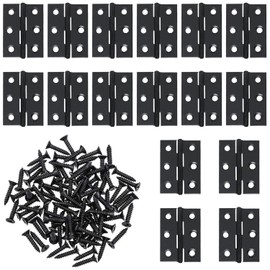 Bxian 16PCS 1.75x1.3 inch Black Stainless Steel Folding Butt Hinge Small Door Hinge Furniture Fittings Closet Hinge with Screws Suitable for Cabinet Door Window Toolbox Installation