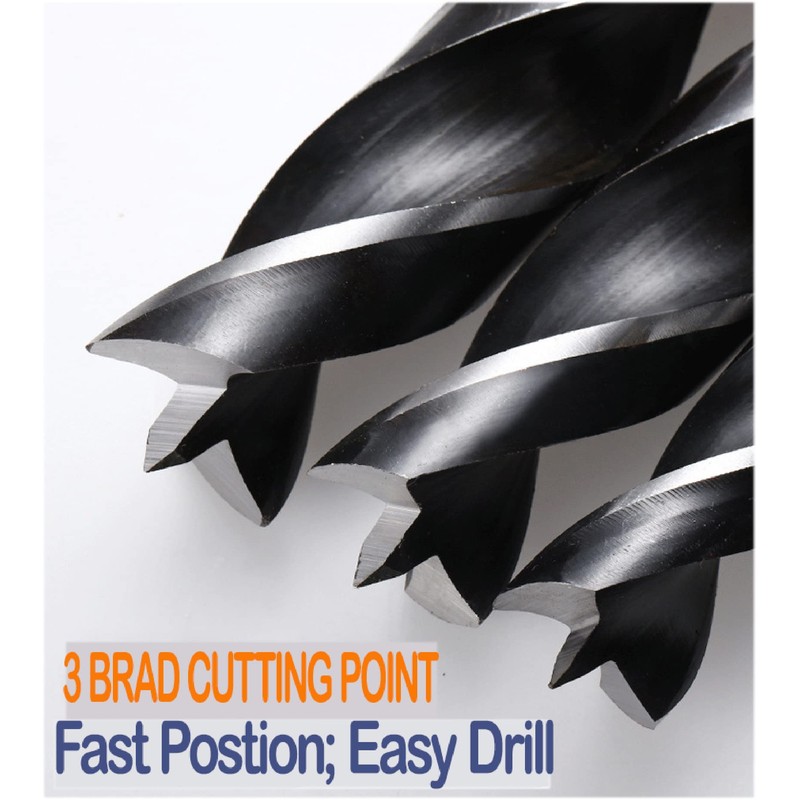 Wood Brad Point Drill Bit Set 1/2 in. 10Pcs Spur