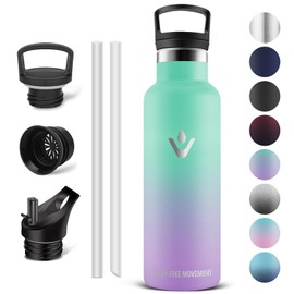Vikaster isolierflasche, Thermosflasche 0.5l, BPA-frei Trinkflasche, Thermosflasche mit Strohhalm, Trinkflaschee für Schule, Sport, Fahrrad, Camping, Fitness, Outdoor