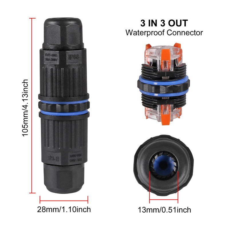 ACEIRMC 6pcs IP68 Waterproof Junction Box, Outdoor Electrical Cable Connector